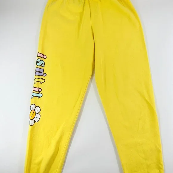 Dolls Kill BSR By Samii Ryan Women's Yellow Sweatpants Jogger Isn't it lovely Sz - Picture 11 of 11